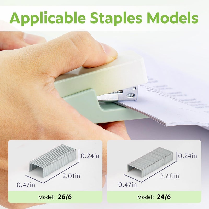 NUSIGN Mini Stapler with 830 Staples, Small Cute Desk Staplers, 25 Sheet Capacity, Green-White Gradient - Image 3